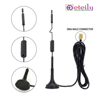 Antenne magnétique à ressort ETEILY ET-5G12M-1L3-SMS-S19 5G 12dBi avec câble RG174 (L-3Mtr) + connecteur mâle SMA fabriqué en Inde