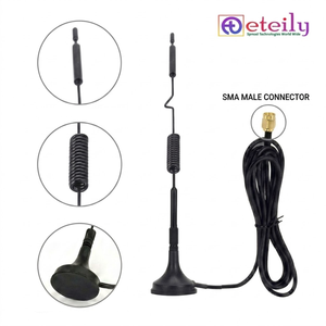 Antenne magnétique à ressort ETEILY ET-5G12M-1L3-SMS-S19 5G 12dBi avec câble RG174 (L-3Mtr) + connecteur mâle SMA fabriqué en Inde - Product Image 1