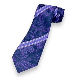 Corbata de Seda con Rayas Paisley Púrpura Benon para Hombre |   Corbata de Diseño Jacquard Tejida Premium, Formal, para Negocios, Bodas, Fiestas, de Lujo - Product Image 1