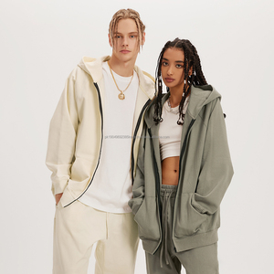 เสื้อมีฮู้ดสำหรับผู้ชายมีซิปสีทึบแขนแร็กแลน GSM 445ออกแบบได้ตามต้องการ - Product Image 3