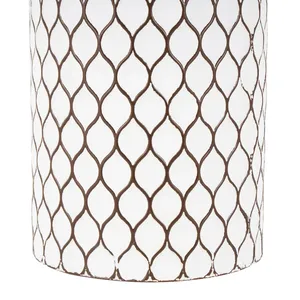 Juego de 3 Jarrones Modernos de Metal Blancos con Patrón de Malla Marrón, Hechos a Mano, Decorativos para Mesa, para Diseño de Interiores del Hogar - Product Image 2
