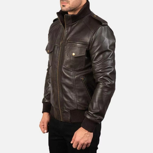 Chaqueta de Cuero para Hombre, Nueva Moda, de Alta Calidad, a Cuadros/Color Sólido, Resistente al Viento, Ecológica, Transpirable, de Manga Larga, Estilo Urbano - Product Image 3