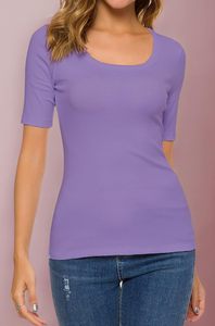 Camiseta Informal con Cuello Redondo para Mujer, Camiseta Básica Cómoda de Manga Corta - Product Image 3