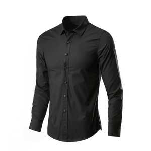 Camisas de Vestir de Manga Larga con Cuello Alto de Punto Casual para Hombre, Antiarrugas, de Poliéster/Algodón Satinado - Venta al por Mayor de Alta Calidad - Product Image 6