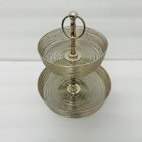 Support à gâteau à 2 niveaux en fil de fer poli en acier inoxydable, fait main, polyvalent, panier de rangement pour vaisselle, plateau à fruits et desserts, couleur or rose