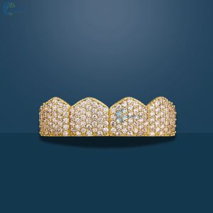 Grillz de Lujo con Moissanita VVS1, Grillz Personalizados de Oro Amarillo de 10K, Grillz Superiores e Inferiores con Incrustaciones de Diamantes para Hombre - Product Image 5