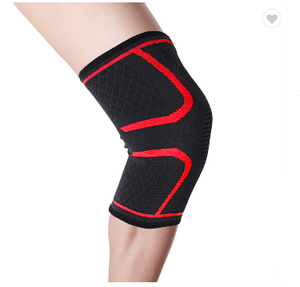 Soporte de Rodilla, Manga de Compresión Transpirable y Ajustable para Deportes y Fitness, Unisex, Negro con Rayas Rojas - Product Image 1