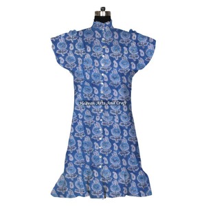 <b>Beautiful</b> Handmade Women's Cotton Dress Lightweight Block Print Indian <b>Tunics</b> Stylish Loose Silhouette Casual <b>For</b> Summer Natural - Product Image 5