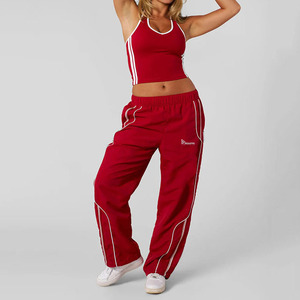Pantalones Deportivos Casuales de Invierno para Mujer, Ligeros, Ajustados, con Cintura Elástica, Pierna Ancha y Ribete Lateral - Product Image 1
