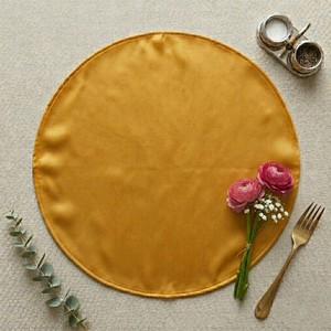 Luxury Yellow Satin <b>Round</b> <b>Placemat</b> for Home Hotel Restaurant Wedding Decor-Low MOQ Fully Customisable - Product Image 1
