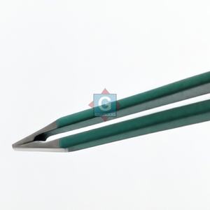 Pinzas de Acero Inoxidable con Punta Inclinada para Depilación Facial con Acabado Azul Verdoso y Negro - Product Image 3