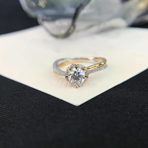 Anillo de Compromiso con Diamante de Laboratorio de 1.40 Quilates, Halo Floral con Banda Trenzada, Anillo de Boda Vintage, Certificado IGI, Anillo de Oro Sólido de 14k - Product Image 2