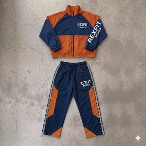 OEM Custom <b>Polyester</b> Zip up Blank Oversized Reflective Windproof Nylon Woven Jacket and Baggy Track Pants <b>Jogger</b> Sets Tracksuit - Product Image 1