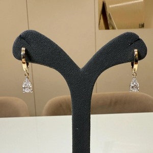 2CT Pear Lab Grown Diamond <b>Huggie</b> Hoop Earrings 14K <b>Gold</b> IGI Certified Minimalist Bridal Party Jewelry Gift - Product Image 1