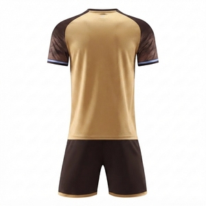 Maillot de football doré à manches courtes, qualité supérieure, respirant, en spandex/polyester, écologique, séchage rapide, maille antibactérienne - Product Image 2