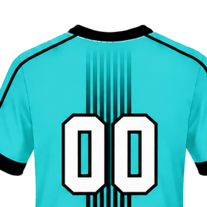 Camiseta Deportiva de Rugby Negra Turquesa de Manga Corta con Cuello Redondo, Transpirable, para Entrenamiento de Equipo, Uniforme Deportivo de Alto Rendimiento - Product Image 4