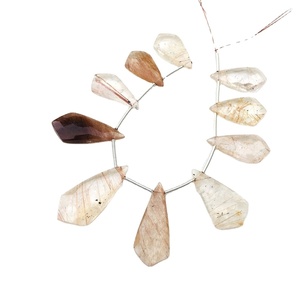 Perles de pierres semi-précieuses en rutile de cuivre naturel de haute qualité, 1 brin, 10 pièces, facettées, de forme fantaisie, magnifiques, pour bijoux - Product Image 1