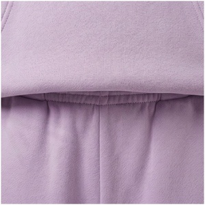 Unisex Lavender Hooded Sweatshirt & <b>Sweatpants</b> <b>Set</b> Full Length Loose Fit Solid Color Casual Tracksuit 100% Cotton Midweight - Product Image 5