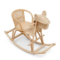 Fauteuil à bascule en rotin tressé durable en forme d'âne, jouet à chevaucher fait main pour enfants, mobilier traditionnel pour salle de jeux sensorielle