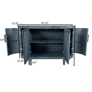 Moderna Credenza Curva da 47,2 Pollici, Tavolo Console in Legno, Mobile Bar con 4 Ante Regolabili, Armadietto Decorativo per Soggiorno - Product Image 4