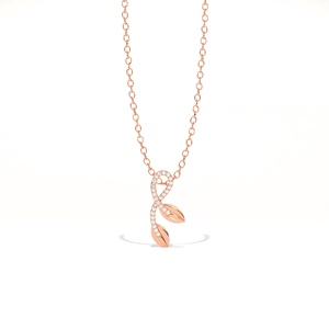 Pendentif Feuille d'Olivier Aarinya Botanical Infinity Vine en Diamant de Laboratoire, Or Rose 18K, Style Vintage, Certifié IGI, Pavé Moderne, pour Mariage - Product Image 3