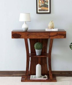 Table console en bois, meuble artisanal artistique, décoration d'intérieur pour salon, entrée, couloir, chambre, présentoir d'appoint - Product Image 1