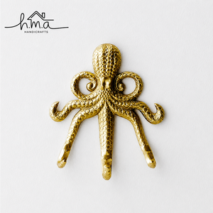 Solid Brass Sea Shell Wall <b>Hook</b> Rack with Four <b>Hooks</b> <b>Decorative</b> <b>Coat</b> Towel Robe Key Hat Organizer for Bathroom Entryway Bedroom - Product Image 5