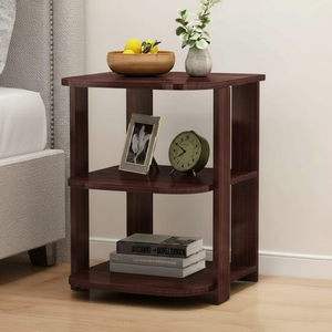 Table de chevet moderne en bois avec trois niveaux de rangement, table d'appoint compacte, table de chevet, table d'appoint de canapé pour chambre à coucher et salon - Product Image 4