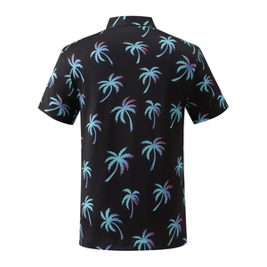 Polo de golf pour adulte, imprimé palmiers, qualité supérieure, manches courtes, tissu confortable, séchage rapide. - Product Image 2