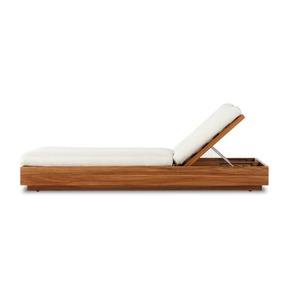 Tumbona Doble de Madera de Teca Sólida de Primera Calidad con Respaldo Ajustable, Muebles de Exterior para Piscina, Jardín y Resort - Product Image 4