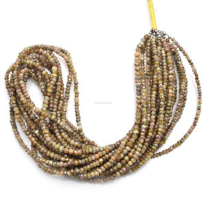 Cuentas de Piedra de Cristal Natural de Silverita Amarilla, Forma Redonda Facetada, 16 Pulgadas, 3-4.5 mm, Hilo de Piedras Preciosas, Certificado por Terceros, Mugal - Product Image 1