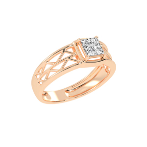 Bague de fiançailles en or rose avec diamant taille princesse, bijoux fins classiques pour femmes, design géométrique - Product Image 2