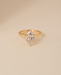 2.5 Carat Marquise Lab grown <b>Diamond</b> <b>Ring</b>, 14k Yellow Gold Engagement <b>Ring</b>, IGI Certified - Product Image 2