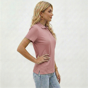 Polo uni pour femme en coton doux, confortable, décontracté, idéal pour le bureau, léger, à manches courtes, pour l'été, avec service OEM - Product Image 5