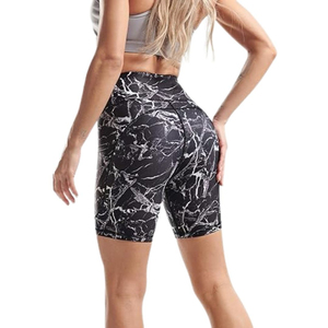 Shorts de sport pour femme, taille haute, coupe skinny, respirants, imprimés, en Spandex et Polyester, écologiques, extensibles dans les 4 sens, avec poches - Product Image 2