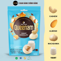 Expédition rapide professionnelle OEM/ODM Dragées HALAL 75G aux amandes, noix de cajou et noix de macadamia enrobées de chocolat au yaourt Queenam