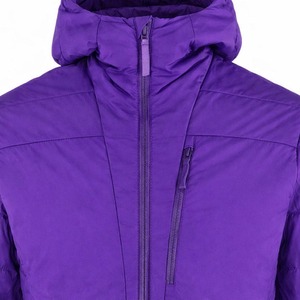 Blouson matelassé tissé à capuche pour homme, coupe droite, printemps, décontracté, fermeture éclair, couleur unie bleue, logo frontal, imperméable, écologique et séchage rapide - Product Image 4