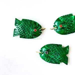 Pendentif Poisson en Malachite AAA, Collier en Argent 925 Fait Main avec Pierre Précieuse, Breloque en Cristal de Guérison Sculptée à la Main, Bijou de Luxe Tendance pour la Création de Bijoux - Product Image 5