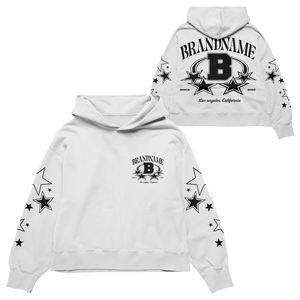 Sweat-shirt à capuche pour homme, coupe décontractée, coton blanc, tissu French Terry, coupe classique, imprimé étoiles, streetwear décontracté d'automne - Product Image 1