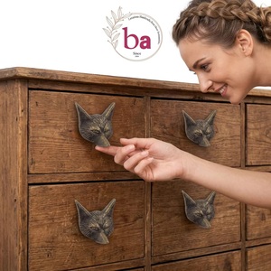 Poignée de tiroir en laiton en forme de tête de renard, design moderne, quincaillerie de meuble durable pour armoire, salon, bureau à domicile - Product Image 2