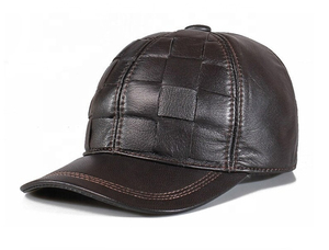 Casquette de baseball unisexe en cuir marron avec motif tissé, chapeau décontracté tendance pour adultes, à porter en toutes saisons - Product Image 4