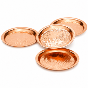 Factory Price Pure Copper Coaster <b>Set</b> of <b>4</b> Hammered Metal Tableware Drink Coasters <b>for</b> Moscow Mule Mugs and Bar Beverage - Product Image 1
