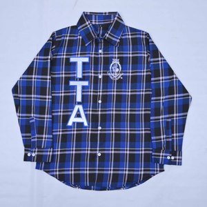 เสื้อเชิ้ตลายตารางสีน้ำเงิน เสื้อเชิ้ตปักลาย เสื้อเชิ้ตสตรีทแวร์แบบสั่งทำ เสื้อเชิ้ตปักลาย เสื้อเชิ้ตติดกระดุม เสื้อเชิ้ตแขนยาว เสื้อเชิ้ตใส่สบาย - Product Image 3