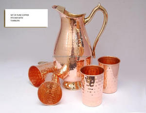 Jarra de Agua de Cobre Hecha a Mano, Libre de BPA, Apta para Alimentos, de 1.7L, con Tapa y Cuatro Vasos, Juego Ecológico para Beneficios para la Salud - Product Image 6