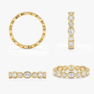 Anillo de Eternidad Completo con Diamantes Cultivados en Laboratorio, Bisel Ovalado y Redondo de Oro Sólido Clásico de 14K/18K, Joyería de Boda al por Mayor - Product Image 6