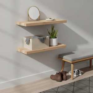 Juego de Estantes Flotantes Modernos de Madera de Fresno, Organizador de Pared Multifuncional para Entrada, Juego de Repisas de Almacenamiento Resistentes y Gruesas - Product Image 1