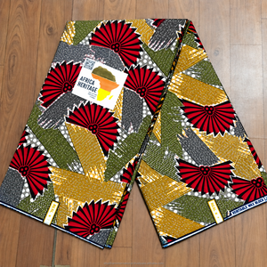 Tissu Ankara africain de qualité supérieure vert turquoise avec motif géométrique en éventail pour la confection de robes pour femmes - Product Image 3
