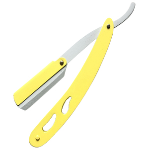 Navaja de Afeitar Plegable de Acero Inoxidable Amarilla con Borde Recto, Reutilizable, para Hombre, con Logotipo Personalizado OEM, MOQ Bajo, Venta al Por Mayor - Product Image 2