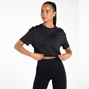 Camiseta Deportiva Corta para Mujer, 100% Algodón, Corte Ajustado, Cuello en V, Manga Corta, Tejido Jersey, Secado Rápido, Tallas Grandes, Ligera, 180g - Product Image 5