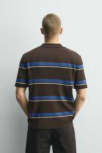 เสื้อถักลายริบสีน้ำตาลสำหรับผู้ชาย ลายทางตัดกัน โลโก้สั่งทำได้ ป้องกันการหดตัว ไซส์ XL-4XL รับผลิตตามแบบ (OEM) แขนสั้น ขายส่ง - Product Image 5